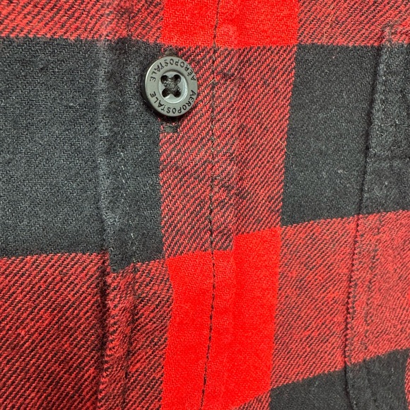Aeropostale Red and Black Checkered Men's Shirt - Picture 3 of 4